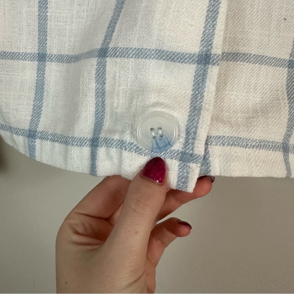 Ashley | White and Blue Plaid Button Front Shacket Jacket Size Medium - Picture 3 of 5